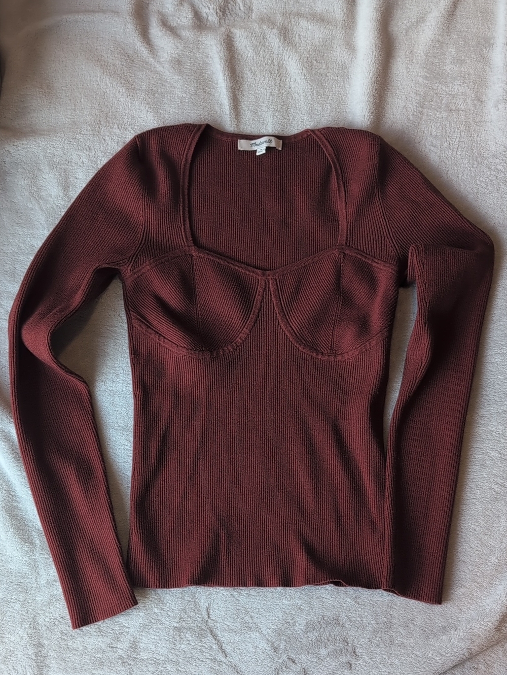 Madewell Long Sleeve Ribbed Scoop Neck Sweater